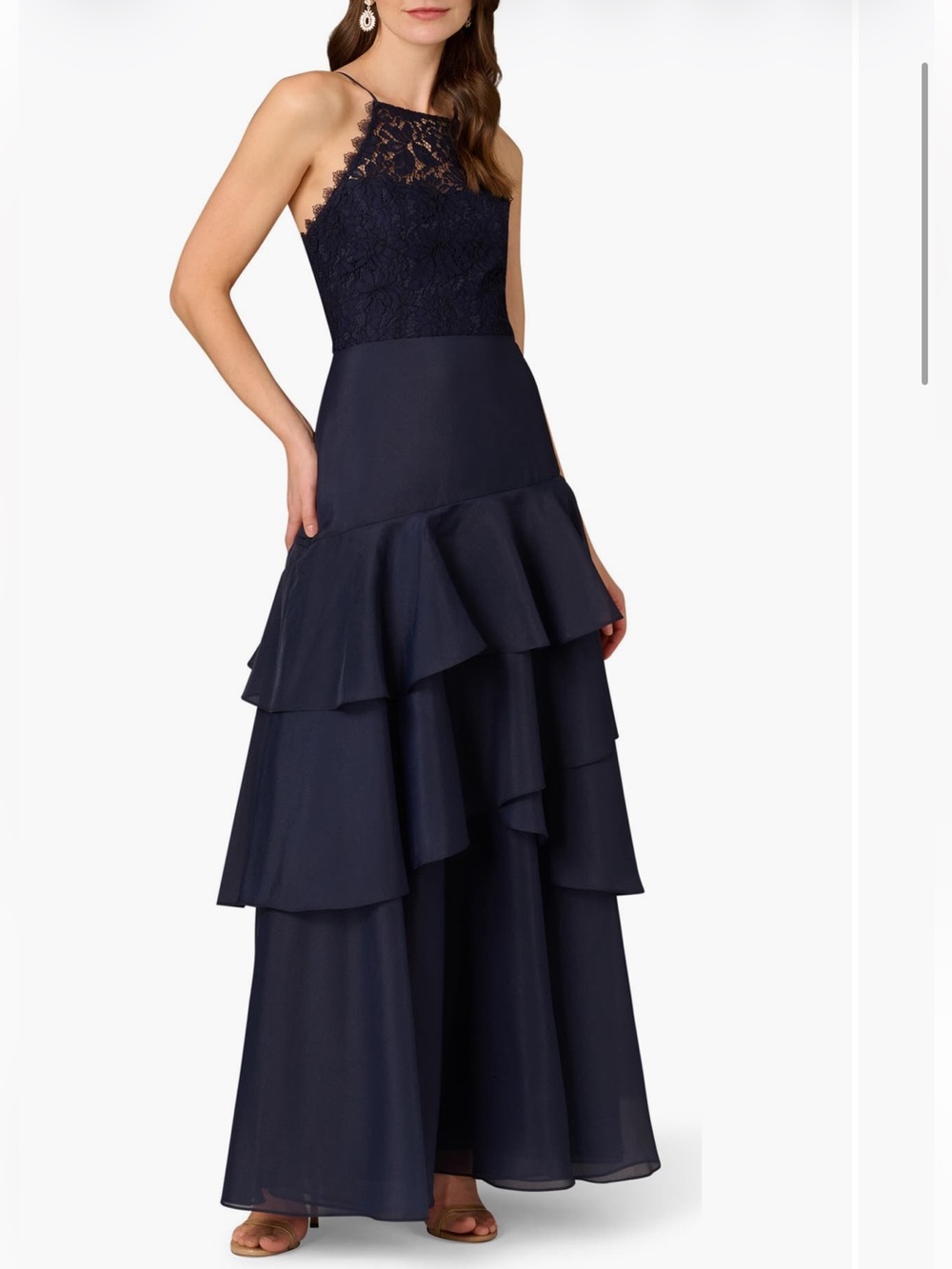 Aidan Mattox Organza Ruffled Tiered Maxi Dress Size 4